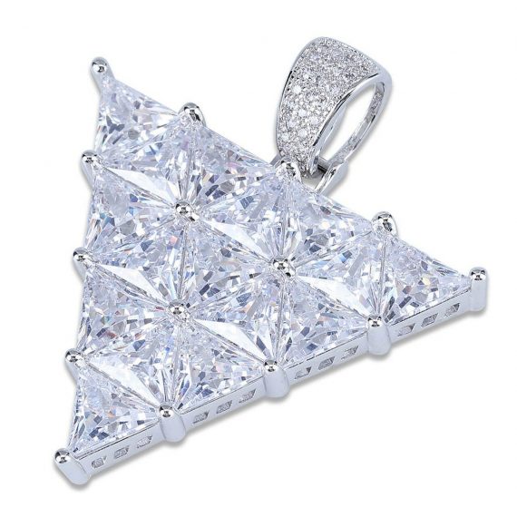 Trilliant Cut Diamond Triangle Necklace For Unisex