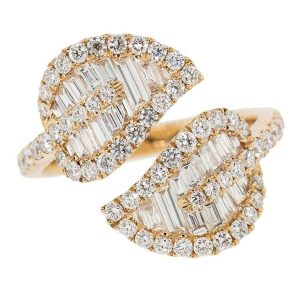 Leaf Shape Baguette Diamond Engagement Ring