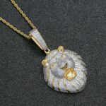 gemistone lion diamond necklace for men