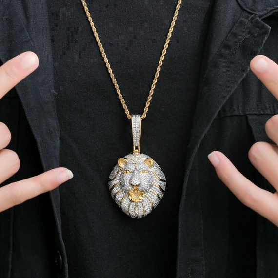 gemistone lion men necklace pendant