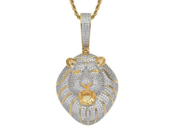 gemistone roaring lion diamond necklace for men