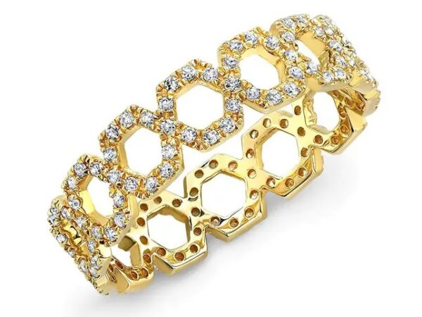 hexagon diamond band gold