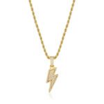 Lightning Bolt Symbol Diamond Pendant Necklace For Men