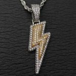 Lightning Bolt Symbol Diamond Pendant Necklace For Men