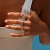 Three Row Baguette Diamond Wrap Coil Ring