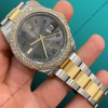 DEF VVS Moissanite Diamond Watch | 41MM Two Tone Rolex Moissanite Watch | Rolex Date Just Watch For Unisex | Datejust Grey Color Dial Classic | Bezel Diamond Wrist Watch