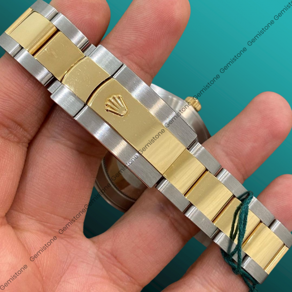 DEF VVS Moissanite Diamond Watch | 41MM Two Tone Rolex Moissanite Watch | Rolex Date Just Watch For Unisex | Datejust Grey Color Dial Classic | Bezel Diamond Wrist Watch