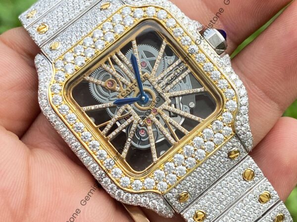 Iced Out Cartier Skeleton Diamond Watch