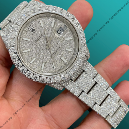 Moissanite Studded Watch Rolex 41MM Date Just Iced Out VVS Moissanite Watch Rolex Full Bust Down Watch For Unisex Men Luxury Wrist Watch