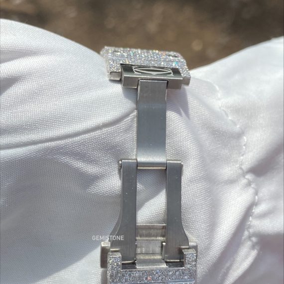 Stainless Steel VVS Moissanite Studded Santos Swiss Diamond Two Tone Watch