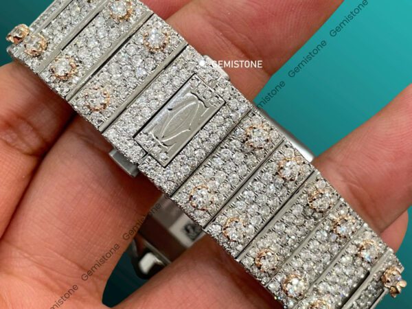 Two Tone Moissanite Diamond Studded Watch