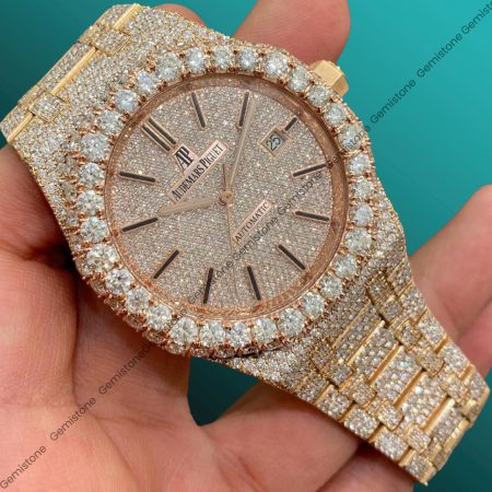 VVS1 Moissanite Studded Watch Audemars Piguet Fully Iced Out Moissanite Watch AP 36 MM FOR HER Luxury Wrist Watch