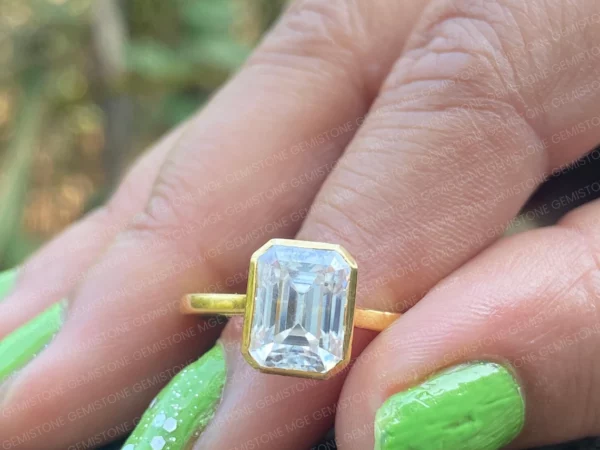 Bezel Set Emerald Cut Ring