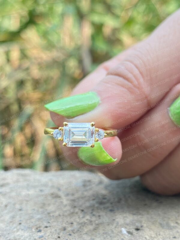 Emerald Cut Ring, Emerald Moissanite Ring