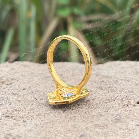 Emerald Cut Moissanite Halo Cluster Vintage Engagement Ring