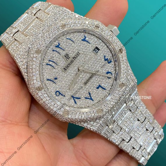 Fully Ice Out VVS Moissanite Studded Audemars Piguet Wrist Watch For Men | Bust Down Hip Hop Watch Gift For Him