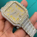 Santos VVS Moissanite Studded Swiss Movement Cartier Diamond Watch