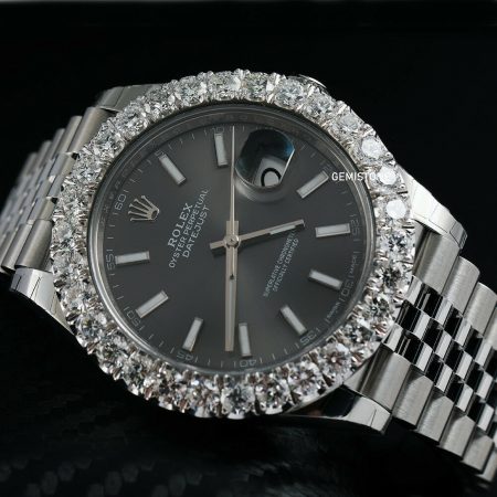 Moissanite Studded 41mm Jubilee Black Dial Diamond Bezel Date Just Rolex Moissanite Watch | Men Luxury Wrist Watch
