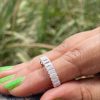 5 Ctw Emerald Cut Moissanite Diamond Half Eternity Wedding Band For Women | 14K Gold Anniversary Band | Stackable Band