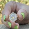 Round Cut Moissanite Diamond Mosaic Engagement Ring