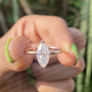 2CT Marquise Cut Solitaire V Shape Prongs Moissanite Engagement Ring