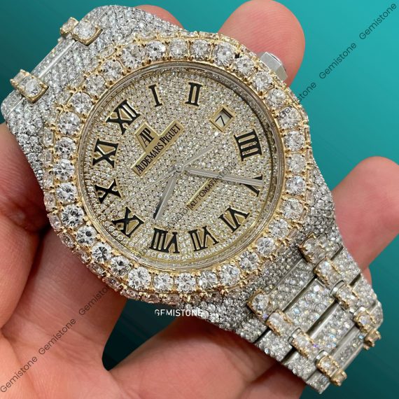 VVS Moissanite Diamond Studded Fully Ice Out AP Watch | Stainless Steel Hip Hop Wrist Watch | Brithday Gift for Men