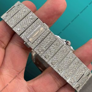 VVS Moissanite Diamond Whtie Dial Cartier Watch For men