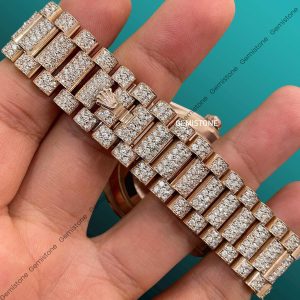 VVS1 Moissanite Studded Diamond Watch White Gold Plated Watch Fully Iced Out Watch Swiss Automatic Bust Down Watch Hip Hop Watch