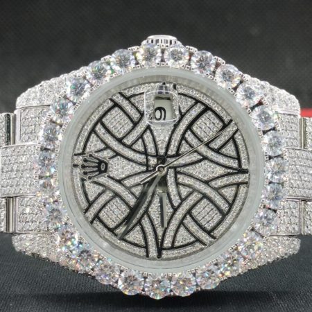 Zig Zag Dial Big Bezel Rolex DateJust VVS Moissanite Diamond Watch