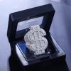 Fully Iced Out Dollar Sign VVS Moissanite Hip Hop Ring for Unisex