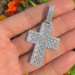 VVS Emerald Cut Moissanite Diamond Cross Pendant Men