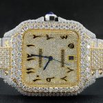 VVS Moissanite Studded Stainless Steel Two Tone Iced Hip Hop Cartier Watch For Men