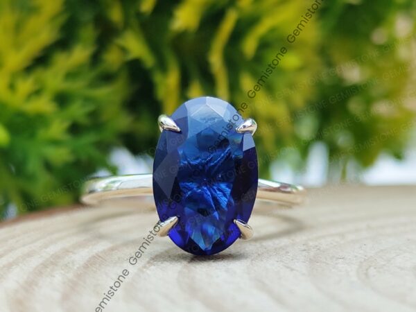 5CT Blue Oval Diamond Ring
