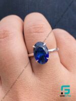 Blue Sapphire Moissanite Engagement Ring