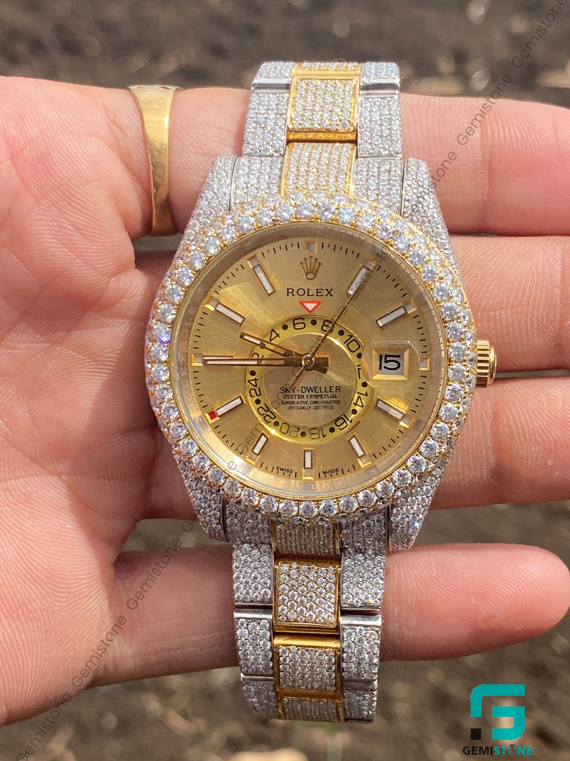 Rolex Sky Dweller Diamond Studded Watch Gemistone